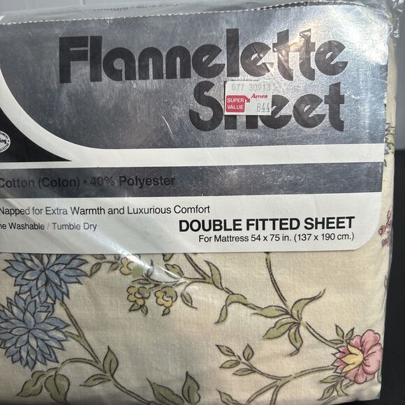 Vintage Cotton Comfort By BIBB Flannelette Sheet Double ( Full ) Fitted Sheet - Picture 7 of 7